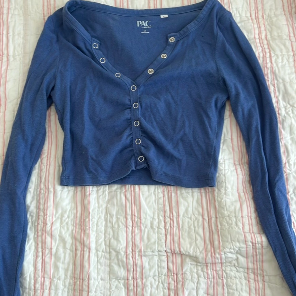 pacsun crop long sleeves, size xs, blue